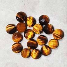 10MM FACETED ROUND CABOCHON TIGER EYE(10PCS/BAG)